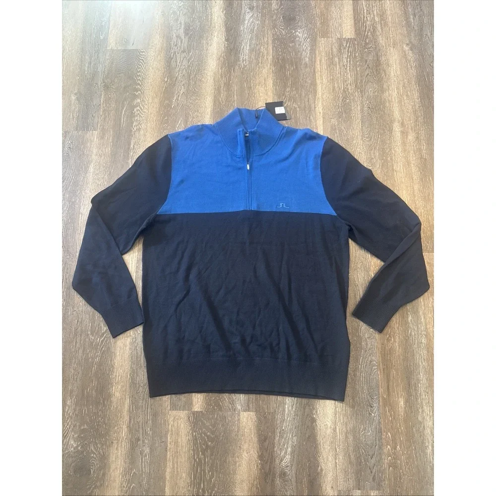 J. Lindeberg Golf Mens Large Jeff Knitted Sweater JL-Navy NWT